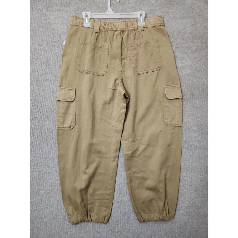 Old Navy Twill Barrel Cargo Pants Womens L Teakwood Brown Pleated Jogger NEW - Picture 8 of 12
